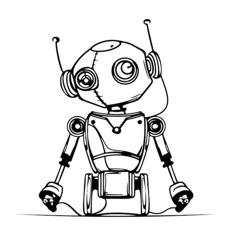 A Drawing Of A Robot With Headphones On And A Drawing Of A Robot With