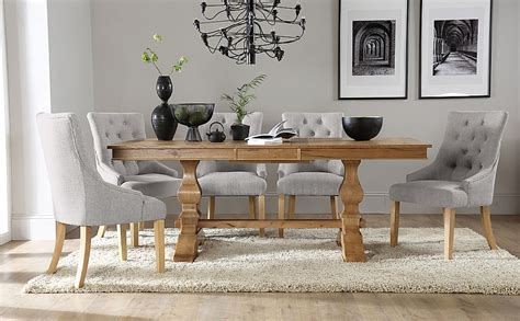 Cavendish Extending Dining Table And 8 Duke Chairs Natural Oak Veneer And Solid Hardwood Light