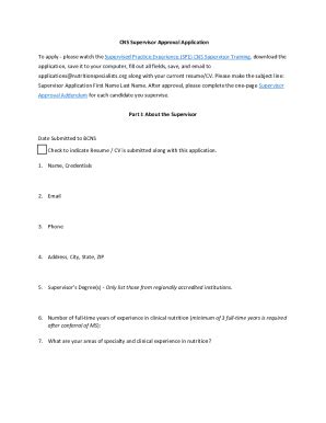 Fillable Online Cns Supervisor Approval Application To Apply Fax Email