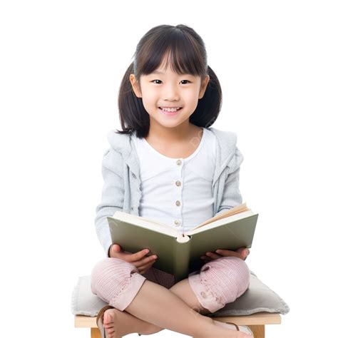 Linda Niña Asiática Leyendo Un Libro En La Celebración De Navidad Png