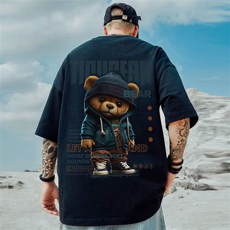 Letnia męska bawełniana koszulka koreańska męska Cool Bear Tee wysokiej