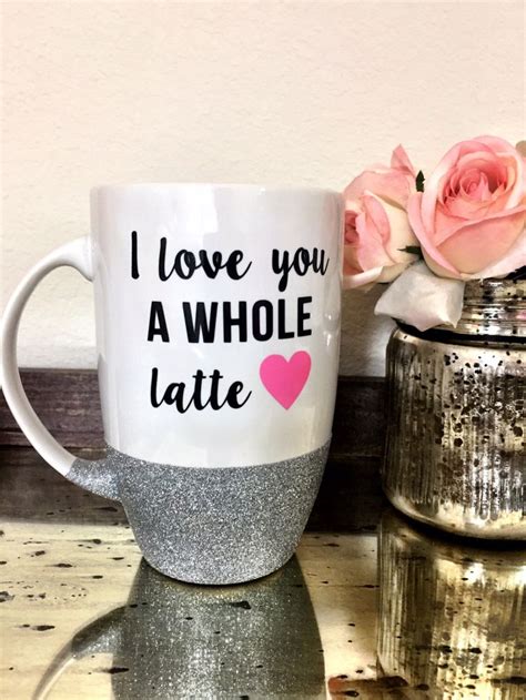 Mug Latte Mug Coffee Mug Glitter Mug Glitter Dipped I Love You A