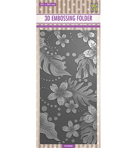 Nellie Snellen Leaves Flowers Slimline 3D Embossing Folder EF3D050