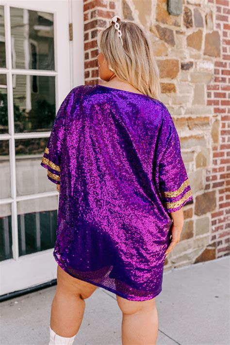 Ready To Shimmer Sequin Mini Dress In Purple Curves • Impressions