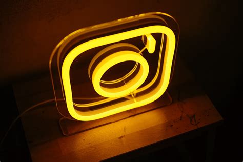 Instagram Icon Led Neon Sign Light Lamp On Table Custom Color Etsy