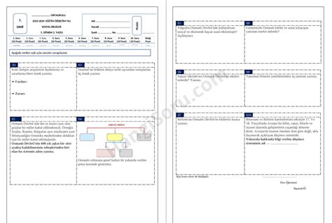 7 Sınıf Sosyal Bilgiler 1 Dönem 2 Yazılı Soruları Açık Uçlu İndir