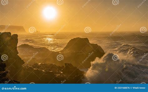 View from Cape Dyrholaey, Iceland. Stormy Sunrise Stock Photo - Image of sunset, famous: 233168876