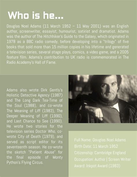 Douglas Adams Biography | Biography Template