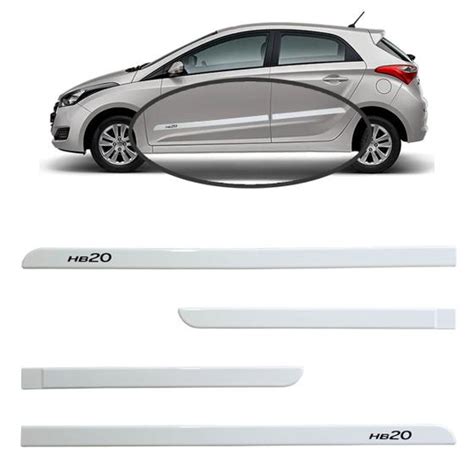 Jogo Friso Slim Lateral Hyundai HB20 Original Grafia Branco Atlas