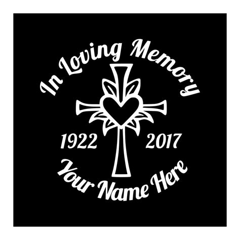 In Loving Memory Cross Heart Custom Vinyl Vehicle Memorial Decal