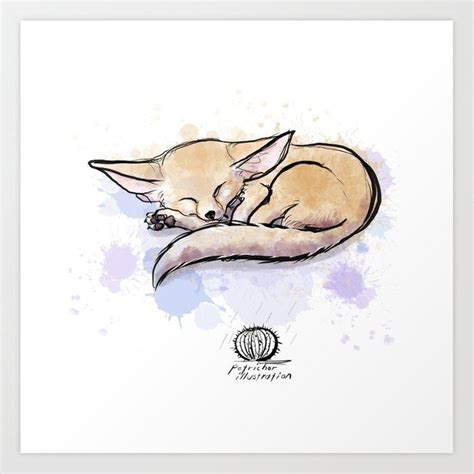 Fennec Fox Art Print By Petrichorillustration Society Fox Drawing