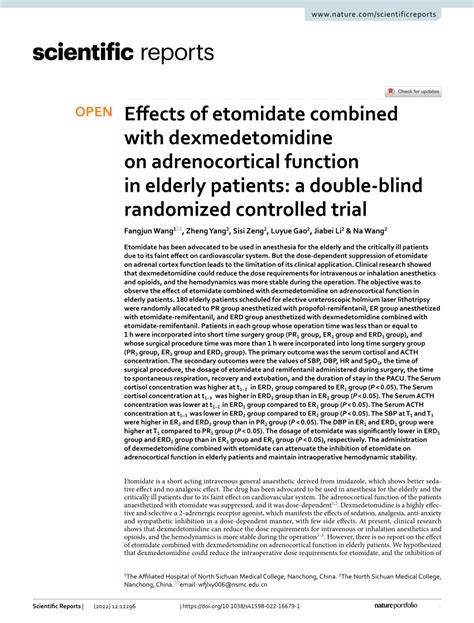 Pdf Effects Of Etomidate Combined With Dexmedetomidine On