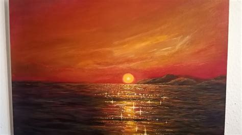 Beim Malen Live Sonnenuntergang Am Meer Malen Mit Acryl Auf Leinwand