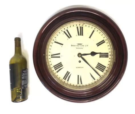 Large Antique Wall Clock With Cast Bezel And Bevelled Glass Bravingtons