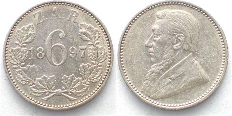 Südafrika ZUID AFRIKAANSCHE REPUBLIEK 6 Pence 1897 KRÜGER Silber