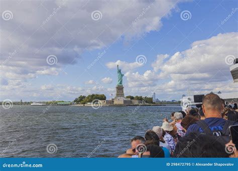 Boat Tour On Hudson River Showcasing Landmarks Like Statue Of Liberty