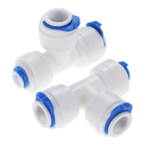 Dreld 2pcs 2 Way Equal Elbow Ro Water Plastic Pipe Fitting Reverse Osmosis Quick Coupling 14 3