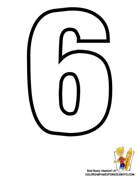 Printable Number 6 Outline