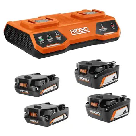 Today Only Ridgid 18 Volt Dual Port Simultaneous Charger With 4 Batteries For 159 Clark Deals