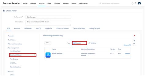 How To Blacklist Whitelist Apps Hexnode Help Center