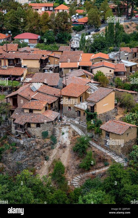 Mountain Traditional Village Of Kakopetria Troodos Cyprus Stock Photo