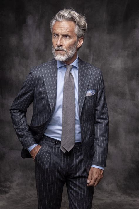 Grey Stripe Flannel Suit Made In Italy Pini Parma Flannel Suit