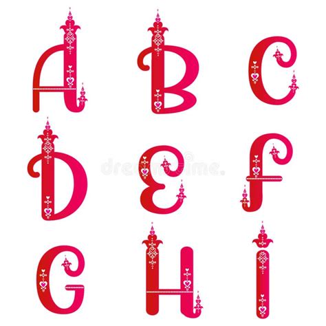 Beautiful Alphabets Set For Valentines Day Red Pink Gradient Uppercase