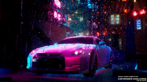 Nissan Gtr R35 In The Rain In The Style Of Cyberpunk Artiste 3d Kaisar Ratel 3dmodels