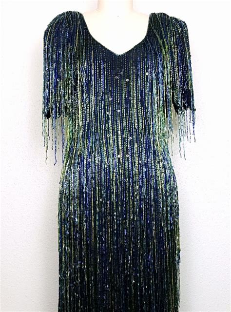 All Over Fringe Beaded Dress Heavily Embellished B Gem