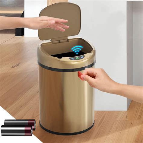 Smart Trash Can 3.5 Gallon Stainless Steel Garbage Can with Automatic ...