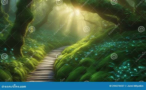 Enchanted Forest Path Follow A Winding Path Through An Enchanted