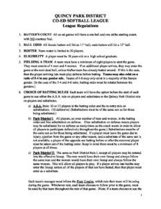 CO-ED SOFTBALL League Rules | Quincy Park District