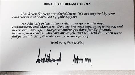 Donald And Melania Trump Send Heartwarming Response To Handwritten