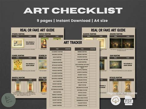 ACNH Art Checklist 2.0 Update Art Catalog Art PDF Painting List Statue List Art Planner Art List ...