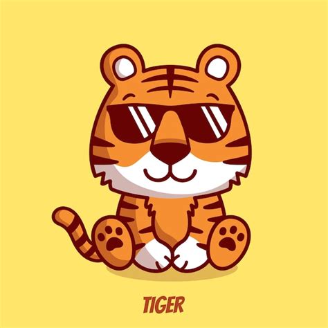 Premium Vector Tiger With Sunglasses Cute Vector