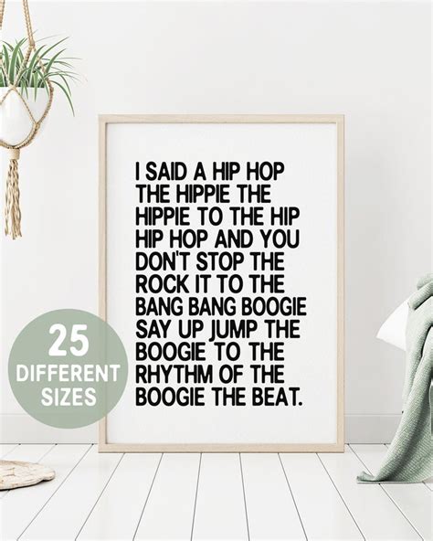 I said a hip hop / Rapper's Delight print, Sugar Hill Gang, Rap poster ...