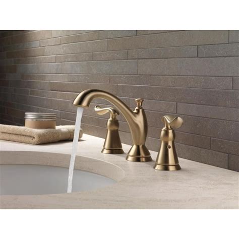 Delta Linden Champagne Bronze 2 Handle Widespread Watersense Bathroom Sink Faucet With Drain In