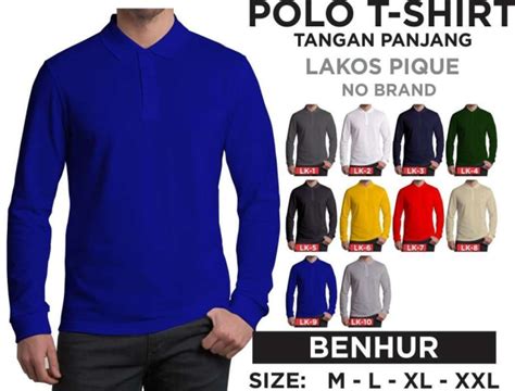 Jual Kaos Polo Shirt Polos Lengan Panjang Seragam Kaos Kerah Pria