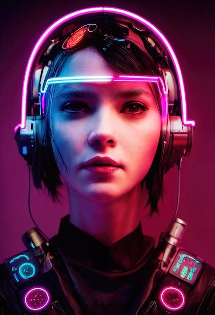 Retrato Realista De Una Chica Cyberpunk De Ciencia Ficci N Mujer