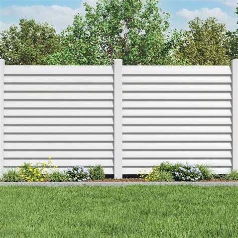 Freedom Louvered 6-ft H x 6-ft W White Vinyl Fence Panel (Unassembled ...