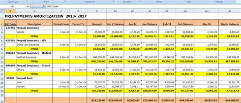 Prepaid Schedule Template