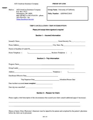 Fillable Online Ucop Employee Trip Cancellation Interruption Claim Form