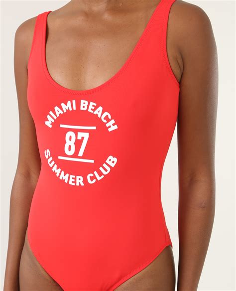 Maillot de bain 1 pièce à message rouge 902464342N49 Pimkie