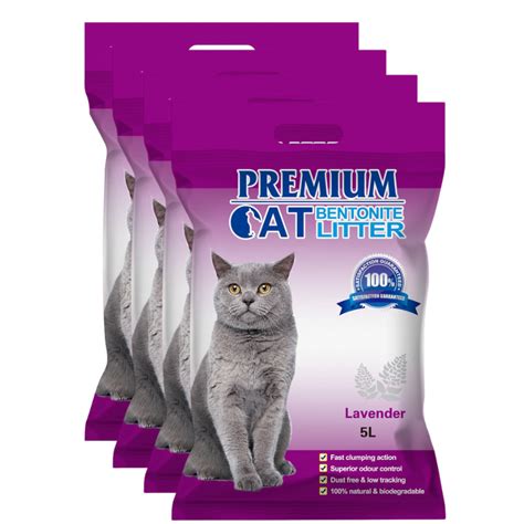 Premium Cat Żwirek Bentonitowy Zbrylający Lawendowy dla kota 4x5L