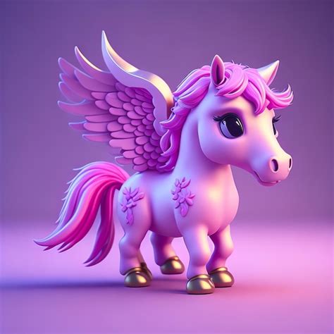 Premium Ai Image A Pink Pegasus With Wings And A Pink Tail Is On A