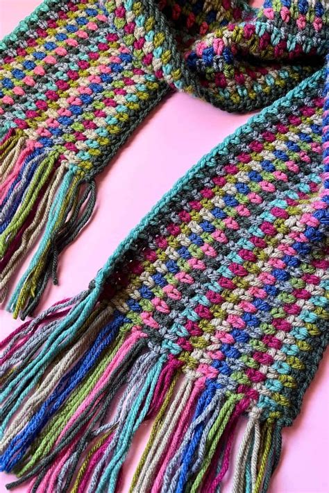 Moss Stitch Crochet Scarf Pattern In 2024 Scarf Crochet Pattern