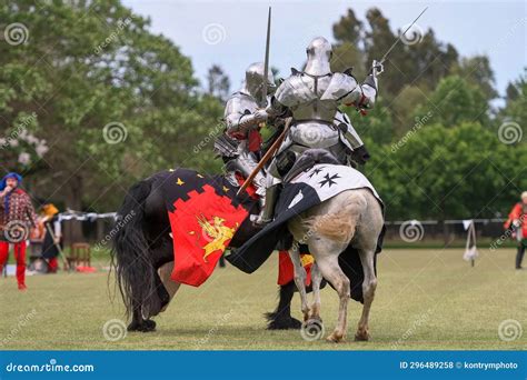 Knight Jousting Medieval Knights During A Jousting Tournament