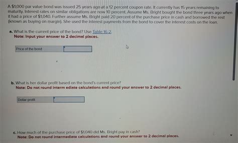 Solved A Par Value Bond Was Issued Years Ago At A Chegg