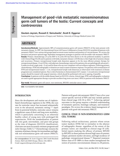 Pdf Management Of Good Risk Metastatic Nonseminomatous Germ Cell