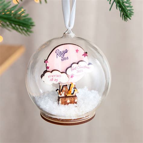 Hot Air Balloon First Christmas Baby Details Bauble By No Ordinary Gift